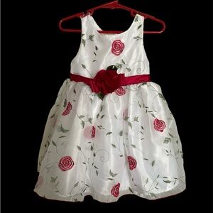 Youngland White Red Rose Flower Holiday Party Dress